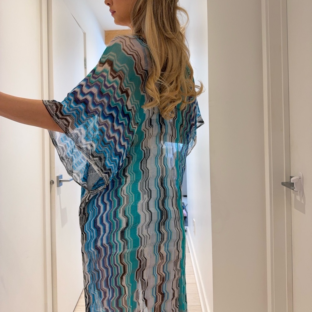 Missoni Blue and Green Zigzag Swim Cover-Up